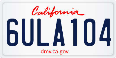 CA license plate 6ULA104