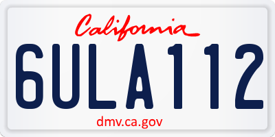 CA license plate 6ULA112