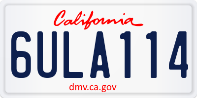 CA license plate 6ULA114