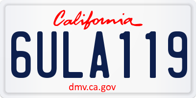 CA license plate 6ULA119