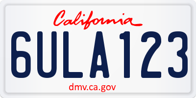 CA license plate 6ULA123
