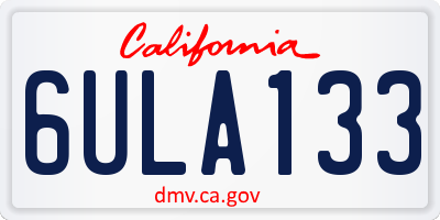 CA license plate 6ULA133