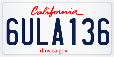 CA license plate 6ULA136