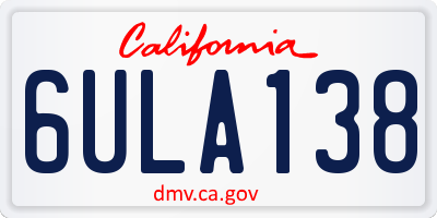 CA license plate 6ULA138