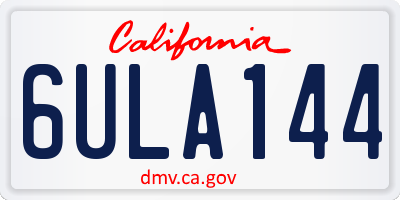 CA license plate 6ULA144