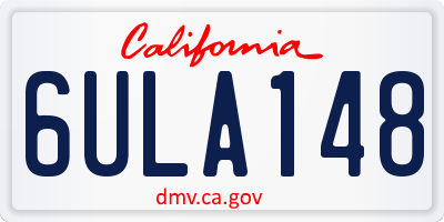 CA license plate 6ULA148