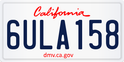 CA license plate 6ULA158
