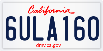CA license plate 6ULA160
