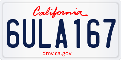 CA license plate 6ULA167