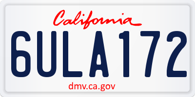 CA license plate 6ULA172