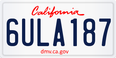 CA license plate 6ULA187