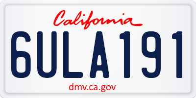 CA license plate 6ULA191