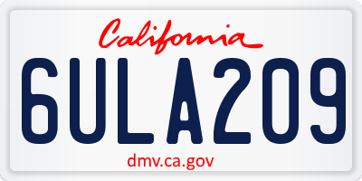 CA license plate 6ULA209