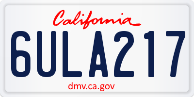 CA license plate 6ULA217