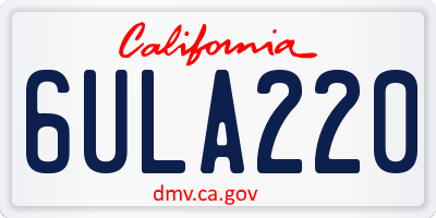 CA license plate 6ULA220