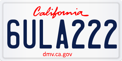 CA license plate 6ULA222