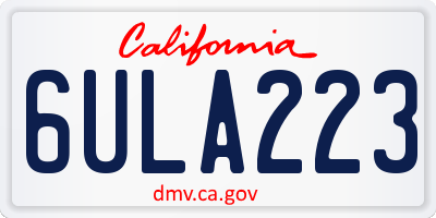 CA license plate 6ULA223