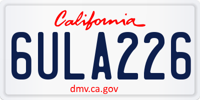 CA license plate 6ULA226