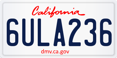 CA license plate 6ULA236