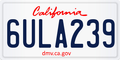 CA license plate 6ULA239