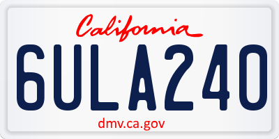 CA license plate 6ULA240