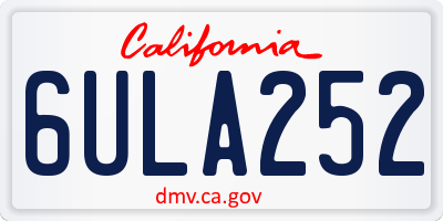 CA license plate 6ULA252