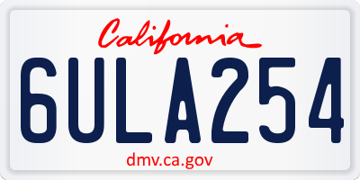 CA license plate 6ULA254