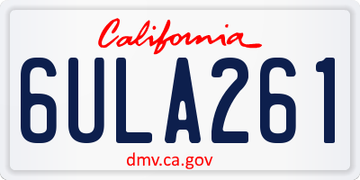 CA license plate 6ULA261
