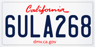 CA license plate 6ULA268