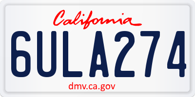 CA license plate 6ULA274