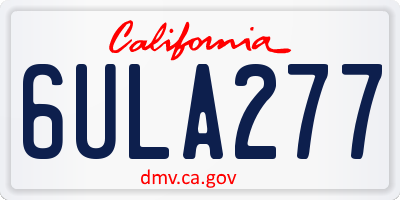 CA license plate 6ULA277