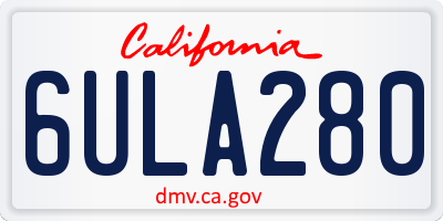 CA license plate 6ULA280