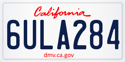 CA license plate 6ULA284