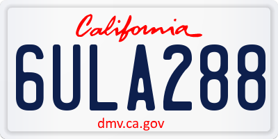 CA license plate 6ULA288
