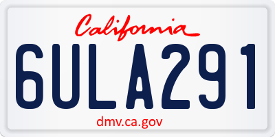 CA license plate 6ULA291
