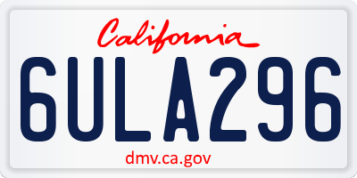 CA license plate 6ULA296