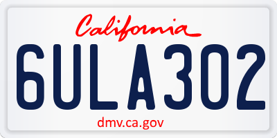 CA license plate 6ULA302