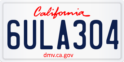 CA license plate 6ULA304