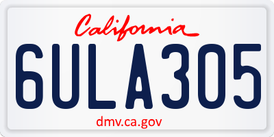 CA license plate 6ULA305