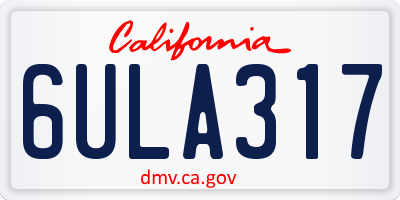 CA license plate 6ULA317