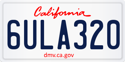 CA license plate 6ULA320