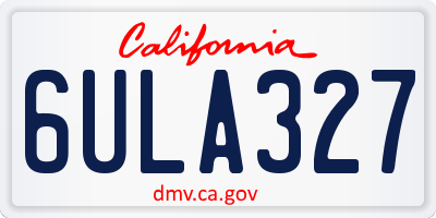 CA license plate 6ULA327