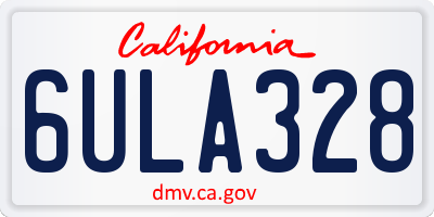 CA license plate 6ULA328