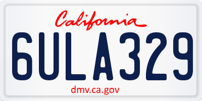 CA license plate 6ULA329