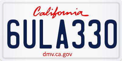 CA license plate 6ULA330