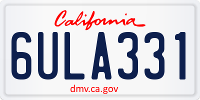 CA license plate 6ULA331
