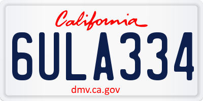 CA license plate 6ULA334