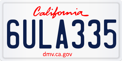 CA license plate 6ULA335
