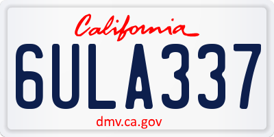 CA license plate 6ULA337