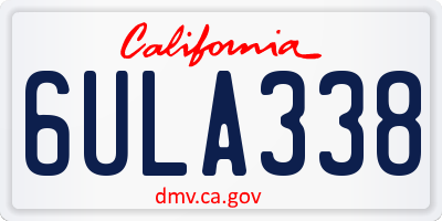 CA license plate 6ULA338